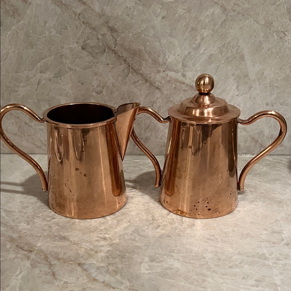 Copper Creamer and Sugar Set